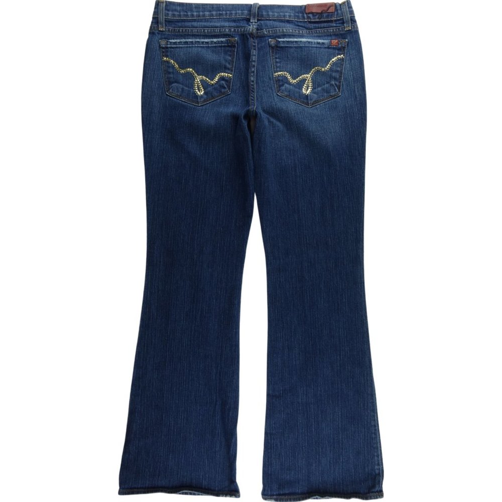 Blue 2 Flare Jeans 30 Stretch Bling Studded A078 - Picture 2 of 8